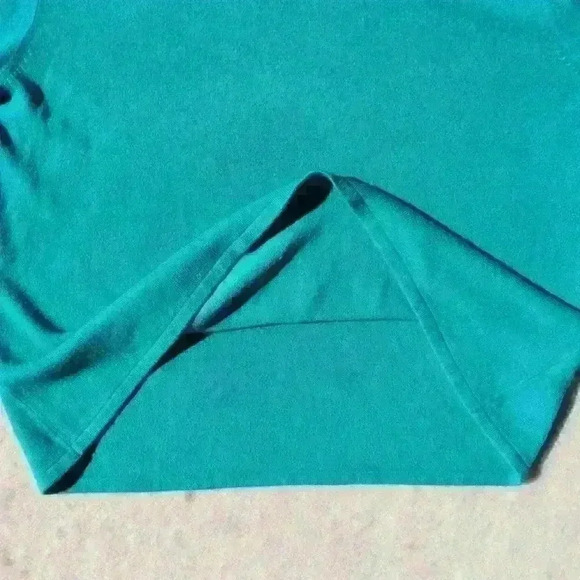 NORTON MCNAUGHTON Knit Teal Sweater Crochet Detail Mock Cowl Neck Women XL - Picture 8 of 9